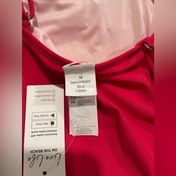 Cupshe Women’s One Piece Swimsuit Medium Pink V-Neck Ruched High Cut Adjustable - Picture 7 of 9